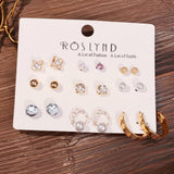AM5781 - Combo Of 9 Multidesign Earrings Gold Platted Stud Earrings For Women And Girls