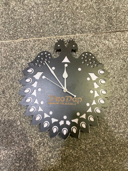 AM0608 Wooden Peacock Shape Wall Clock Round Number MDF design for Home -11.5x11.5