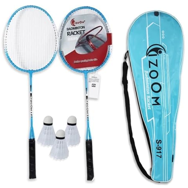 AM0398 Aluminium Steel Badminton Racquet with Full Cover and 2 Free Shuttlecock Inside