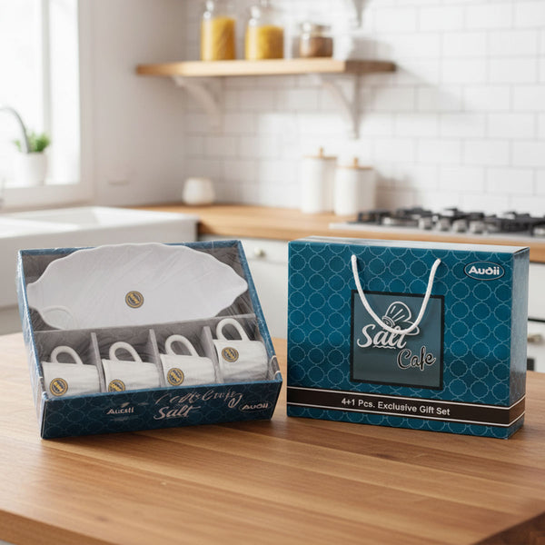 Di0225 Salt Café 4+1 Pcs Exclusive Gift Set – Cup and Serving Plate Set