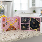 Di0313 Luna Cafe 3-Piece Black Tea/Coffee Set with Leaf-Shaped Snacks Platter