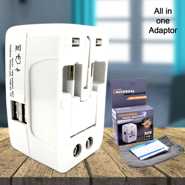12671 ALL-IN-ONE UNIVERSAL WORLDWIDE TRAVELLING AC ADAPTOR PLUG (AU / UK / US / EU) INTERNATIONAL POWER CHARGER ELECTRIC USB POWER PLUG SOCKET ADAPTER CONVERTER (1 PC)