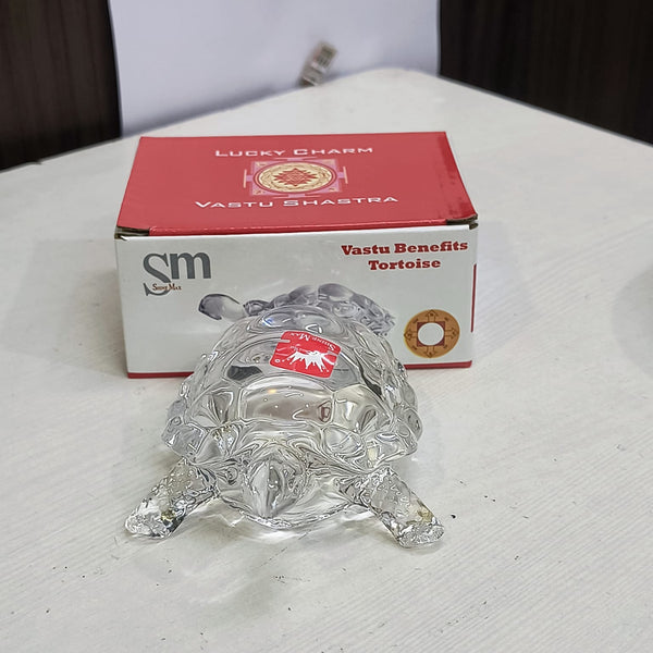 AM5388 Crystal Transparent Glass Tortoise Showpiece (Crystal - White)