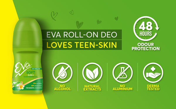 AM0682 Eva Soft Underarm Roll on Deodorant 25ml | With Tahiti Monoi Oil and Aloe Extracts | Alcohol and Aluminium Free | 48 H Protection from Odour | Keeps Underarms Soft & Smooth | Skin Friendly | For