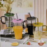 AM5383 Glass Mug Sipper Tumbler with Lid and Silicon Straw 900ml - 1 Pc