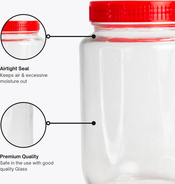 3613 Yera Round Glass Jar with Plastic Red Lid - 3 KG (1 Pcs)
