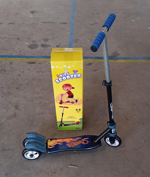 17827 BASIC KIDS RIDE ON LEG PUSH SCOOTER FOR BOYS AND GIRLS (4 - 8 YEARS OLD KIDS) FOLDABLE SCOOTER CYCLE WITH HEIGHT ADJUSTMENT FOR BOYS AND GIRLS MULTICOLOR (1 PC / 2 & 3 WHEEL)