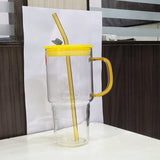AM5383 Glass Mug Sipper Tumbler with Lid and Silicon Straw 900ml - 1 Pc