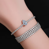 AM5785 4 Layer Diamond Silver Solitaire Bracelet, Gifts for Women & Girls