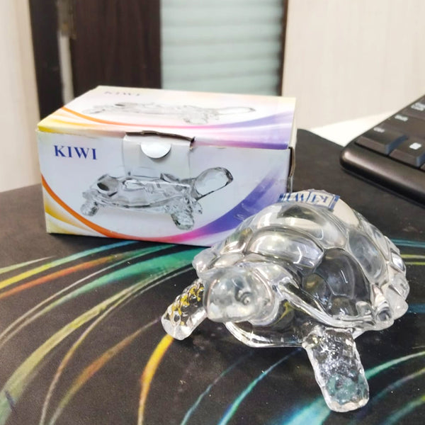 AM5388 Crystal Transparent Glass Tortoise Showpiece (Crystal - White)