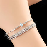 AM5771 3 Layer Diamond Silver Solitaire Bracelet, Gifts for Women & Girls