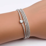 AM5771 3 Layer Diamond Silver Solitaire Bracelet, Gifts for Women & Girls