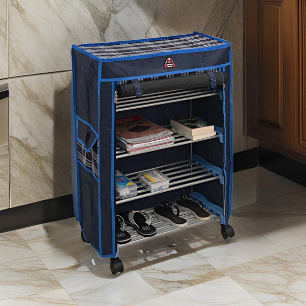 AM0828 Steel Trendy Cloth Shoe Rack with 4 Shelves Shoes Stand (24" Shelf 4)