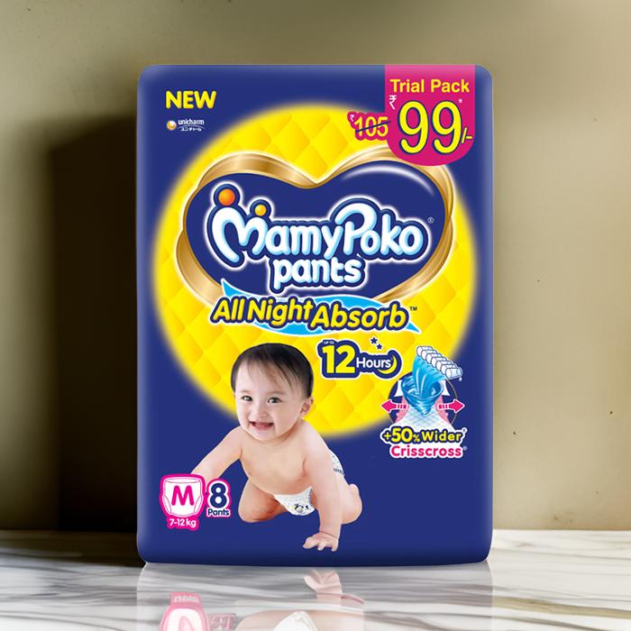 AM2304 MamyPoko Pants All Night Absorb Baby Diapers Medium Pants 7-12 kg