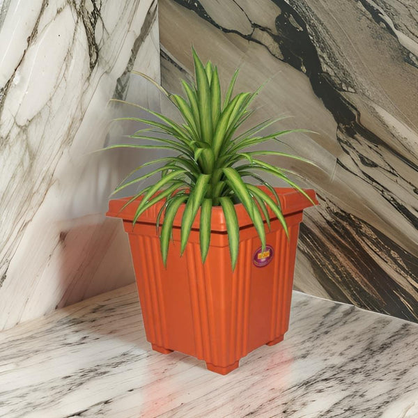 AM0849 Deep Heavy Square Brown Planter Pot 14 inch