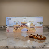 AM2647 SM 3-Piece Glass Candy Jar Set with Wooden Stand and Deer Lid