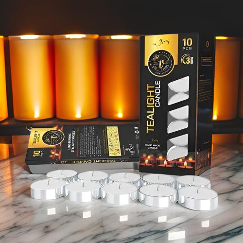 AM0150 Tealight Candle White (Pack of 10, 6 GM) 1 BOX