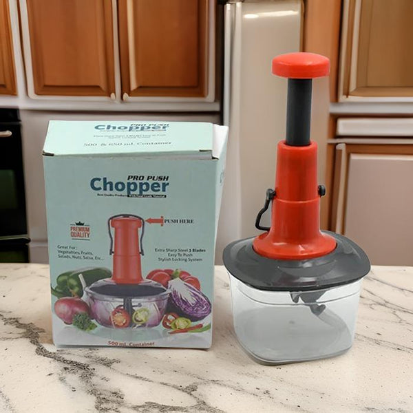 5790 Manual Food Chopper (650ml): 3 Stainless Steel Blades, Locking System, Anti-Slip Base