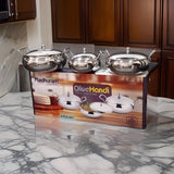 AM2952 Madhuram Prime Quality Olive Handi Stainless Steel With Handle 3 Pcs Set