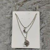 AM5759 Multi-Design Silver-Plated Two Layer Chain And Pendant Set of 1 Pc