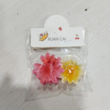 AM1269 Flower Design Hair Styling Claw Clutcher Clips 2 Pcs (Multicolor)