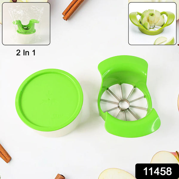 11458 Apex Apple Cutter with Container – Unbreakable ABS Body & Stainless Steel Blades