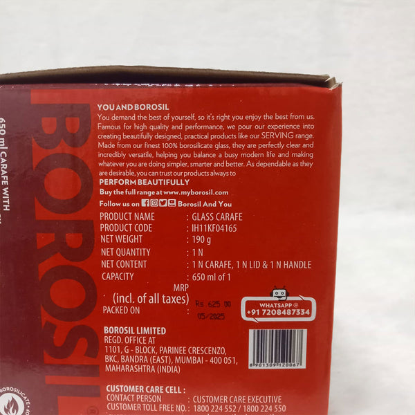 AM6165 Borosil 650 ml Glass Carafe with Strainer in Lid - Black