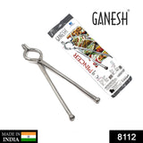 8112 Ganesh Premium Quality Unbreakable Stainless Steel Goti Sandsi/Sansi/Pakkad/Pincer/Chimta/Tongs/Utensil Holder Smart Kitchen Tool - 8mm DeoDap
