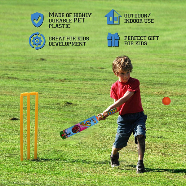 8001 Plastic Cricket Bat No.3 and Ball Toy for Kids, Bat Ball Set for Boys and Girls