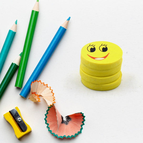 4564 Cute Smile Emoji Erasers, Cute Smile Face Rubber Eraser Dentist Dental Clinic School Kid for School Going Kids/Birthday Party Return  (4pc Set)