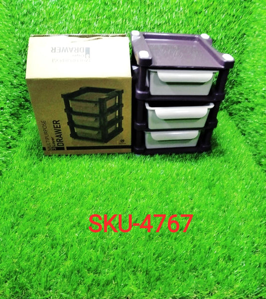 4767 Mini 3 Layer Drawer Used for storing makeup equipments and kits used by womens and ladies. DeoDap