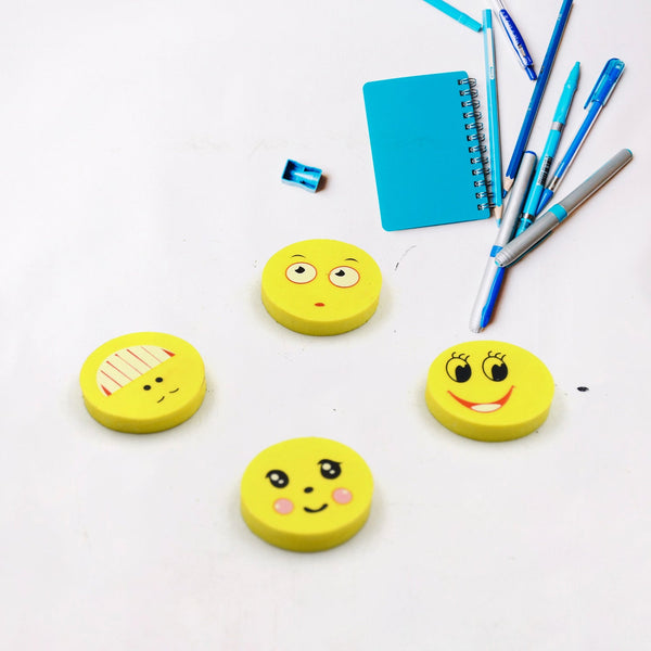 4564 Cute Smile Emoji Erasers, Cute Smile Face Rubber Eraser Dentist Dental Clinic School Kid for School Going Kids/Birthday Party Return  (4pc Set)