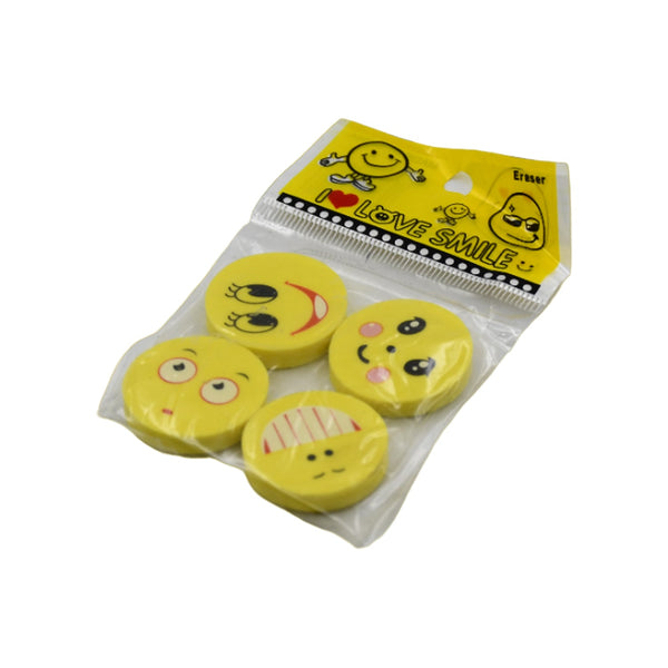 4564 Cute Smile Emoji Erasers, Cute Smile Face Rubber Eraser Dentist Dental Clinic School Kid for School Going Kids/Birthday Party Return  (4pc Set)