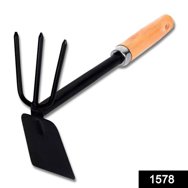1578 2 in 1 Double Hoe Gardening Tool with Wooden Handle - DeoDap