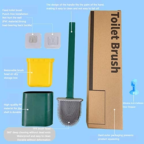 1410 Silicone Toilet Brush with Holder Stand  for Bathroom Cleaning - DeoDap