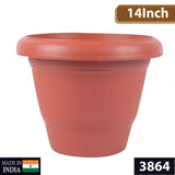3864 Garden Heavy Plastic Planter Pot/Gamla - 14Inch (Brown, Pack of 1)