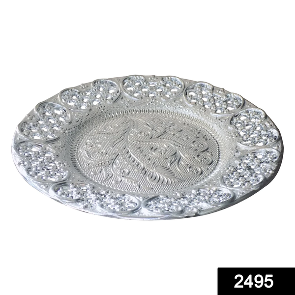 2495 Silver Plated Swastik Pooja Thali Set Glossy Puja Thali