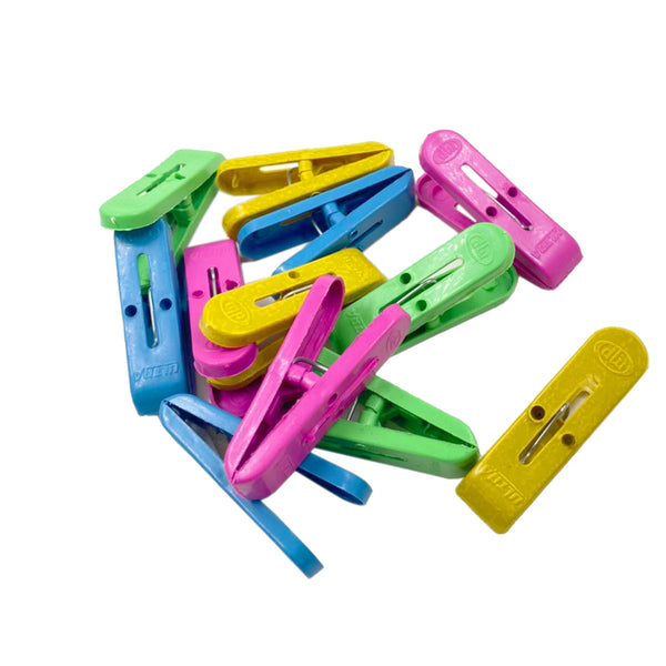 3461 Plastic Cloth Hanging Clips Set of 12 Pieces (1 Dozen) - Multicolor