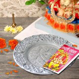 2495 Silver Plated Swastik Pooja Thali Set Glossy Puja Thali
