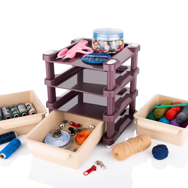 4767 Mini 3 Layer Drawer Used for storing makeup equipments and kits used by womens and ladies. DeoDap