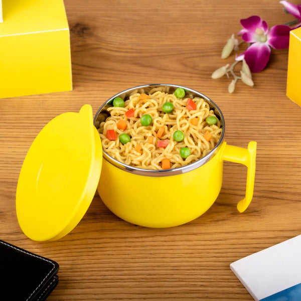 2933 Maggie Bowl with Lid and Handle, Soup Bowls for Easy Perfect Breakfast Cereals, Fruits, Ramen, Beverages,Essentials, Dishwasher Safe Double Layer DeoDap