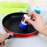 0159 Plastic Wash Basin Brush Cleaner with Liquid Soap Dispenser (Multicolour)