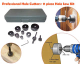 0428 Wood Hole Saw Cutting Set (11 pcs, 19-64mm, Multicolour)