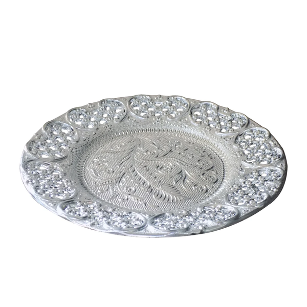 2495 Silver Plated Swastik Pooja Thali Set Glossy Puja Thali