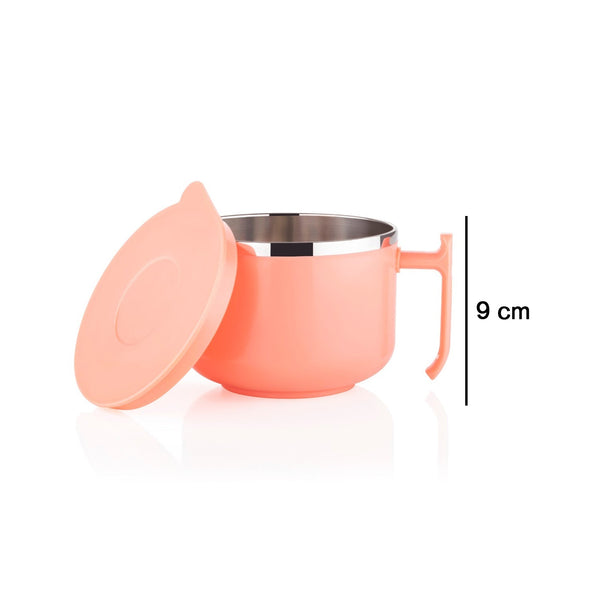 2933 Maggie Bowl with Lid and Handle, Soup Bowls for Easy Perfect Breakfast Cereals, Fruits, Ramen, Beverages,Essentials, Dishwasher Safe Double Layer DeoDap