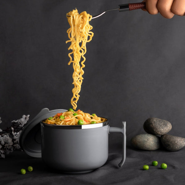 2933 Maggie Bowl with Lid and Handle, Soup Bowls for Easy Perfect Breakfast Cereals, Fruits, Ramen, Beverages,Essentials, Dishwasher Safe Double Layer DeoDap