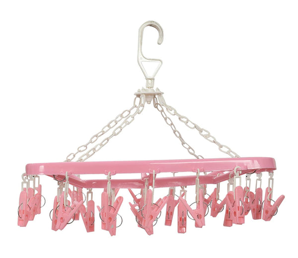 3455 Plastic Rectangle Cloth Drying Stand Hanger with 36 Clips / pegs / Baby Clothes Hanger Stand