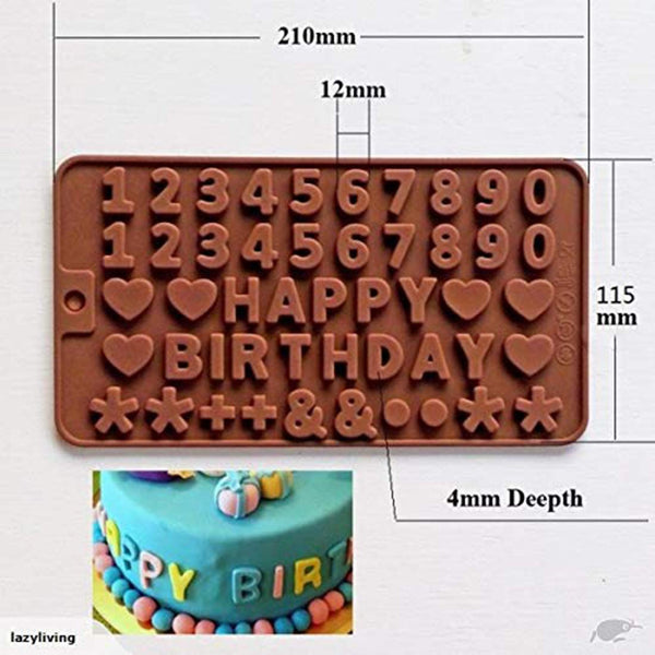 3304 Small Silicone Happy Birthday & Numbers Shape Chocolate Jelly Candy Mold, Cake Baking Mold, Bakeware Mould