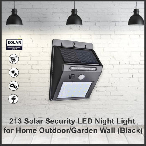 0213 Solar Security LED Night Light for Home Outdoor/Garden Wall (Black) (20-LED Lights)