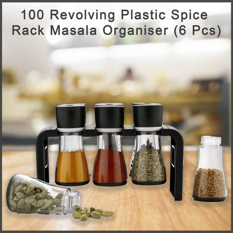 0100 Revolving Plastic Spice Rack Masala Organiser (6 Pcs)